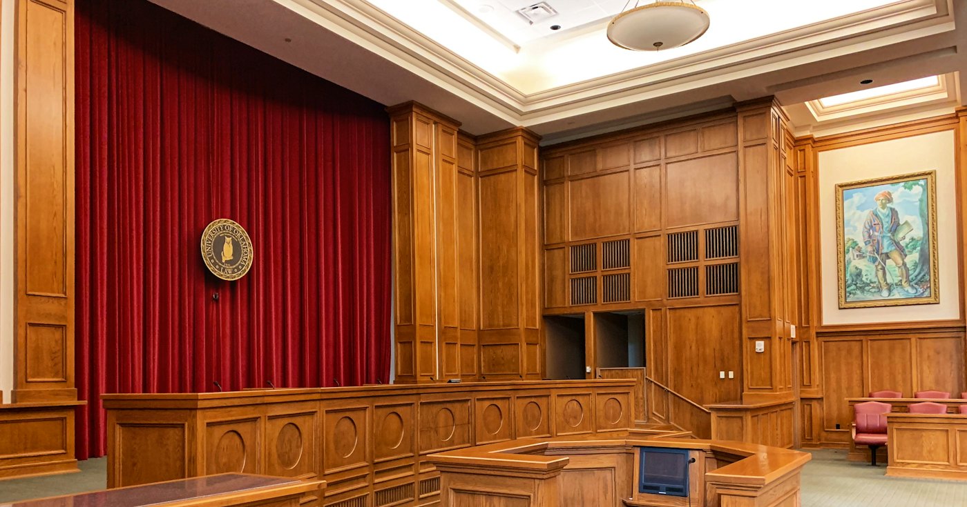 Interior of a trial courtroom