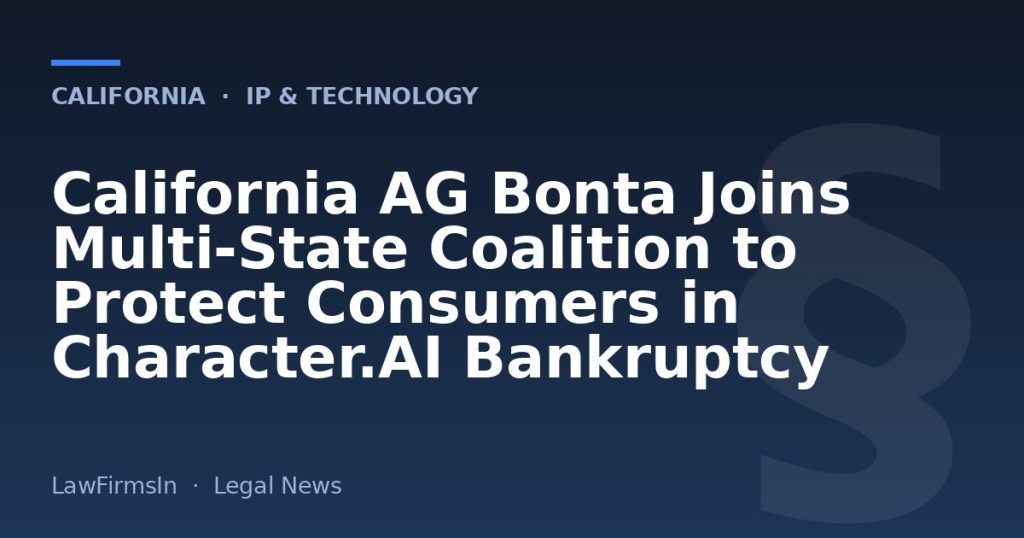 California AG Bonta Joins Multi‑State Coalition to Protect Consumers in Character.AI Bankruptcy