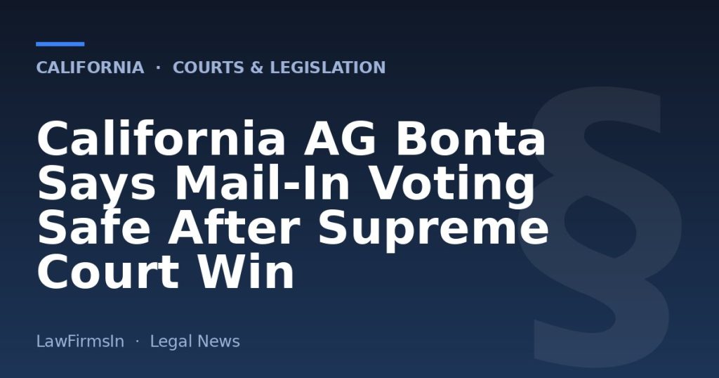 California AG Bonta Says Mail‑In Voting Safe After Supreme Court Win