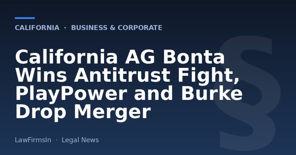 California AG Bonta Wins Antitrust Fight, PlayPower and Burke Drop Merger