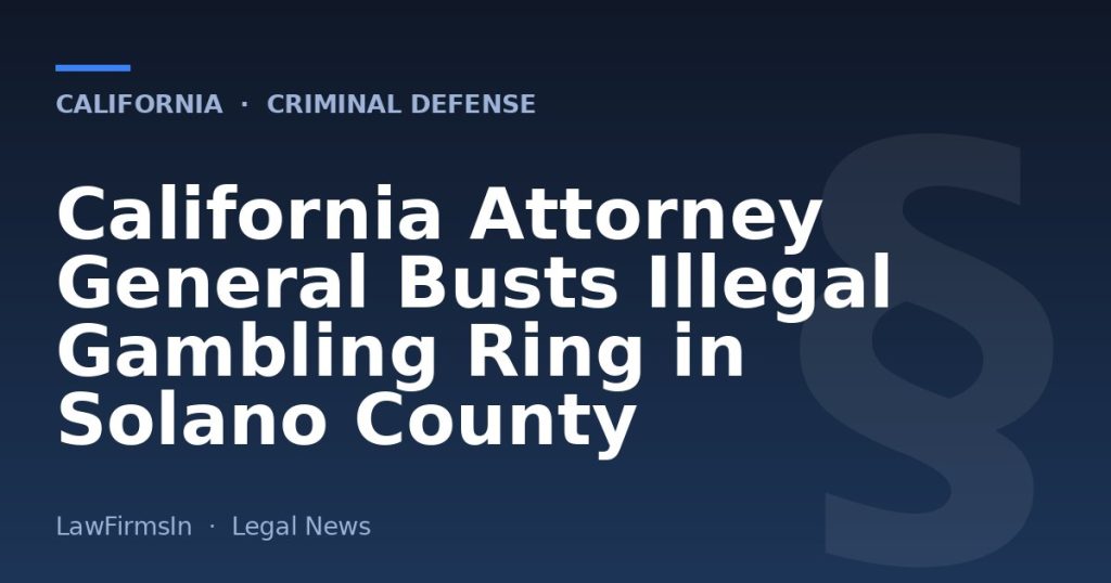 California Attorney General Busts Illegal Gambling Ring in Solano County