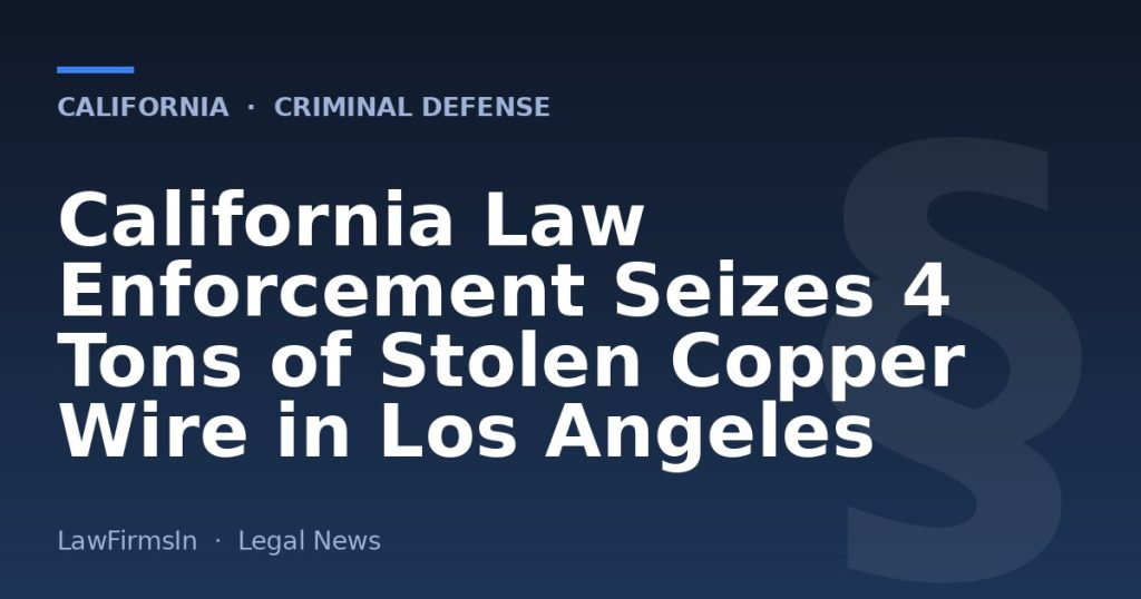 California Law Enforcement Seizes 4 Tons of Stolen Copper Wire in Los Angeles
