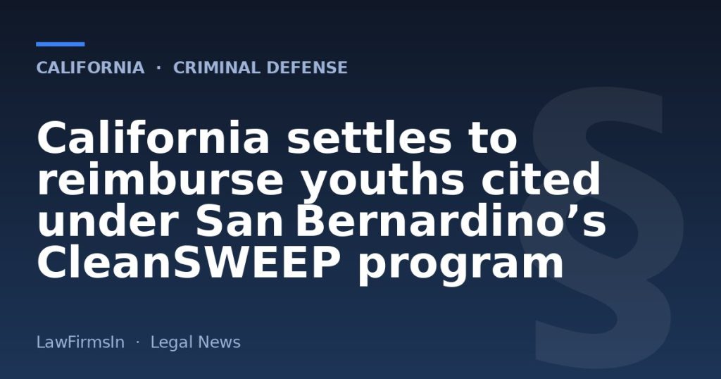 California settles to reimburse youths cited under San Bernardino’s CleanSWEEP program