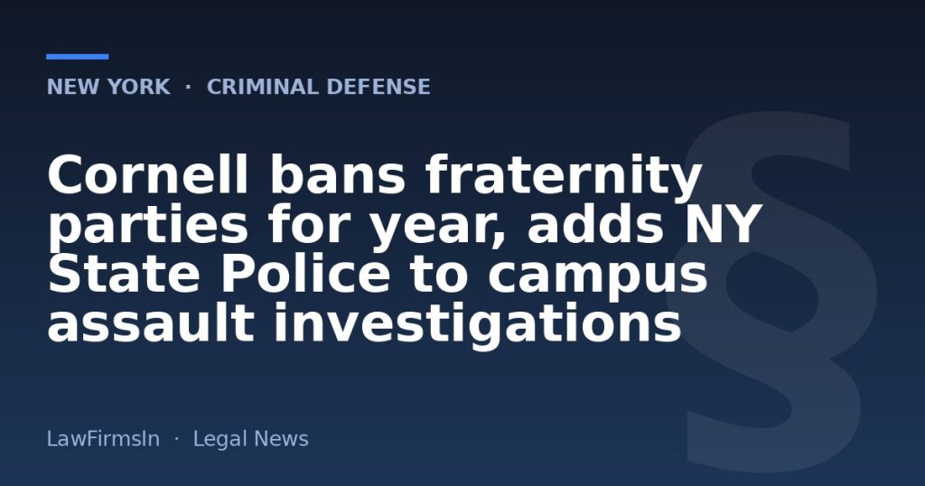 Cornell bans fraternity parties for year, adds NY State Police to campus assault investigations