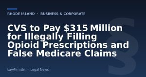 CVS to Pay $315 Million for Illegally Filling Opioid Prescriptions and False Medicare Claims