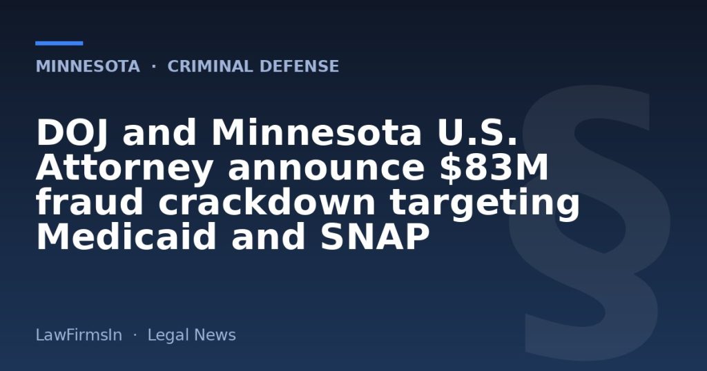 DOJ and Minnesota U.S. Attorney announce $83M fraud crackdown targeting Medicaid and SNAP