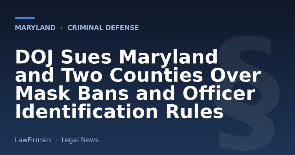 DOJ Sues Maryland and Two Counties Over Mask Bans and Officer Identification Rules