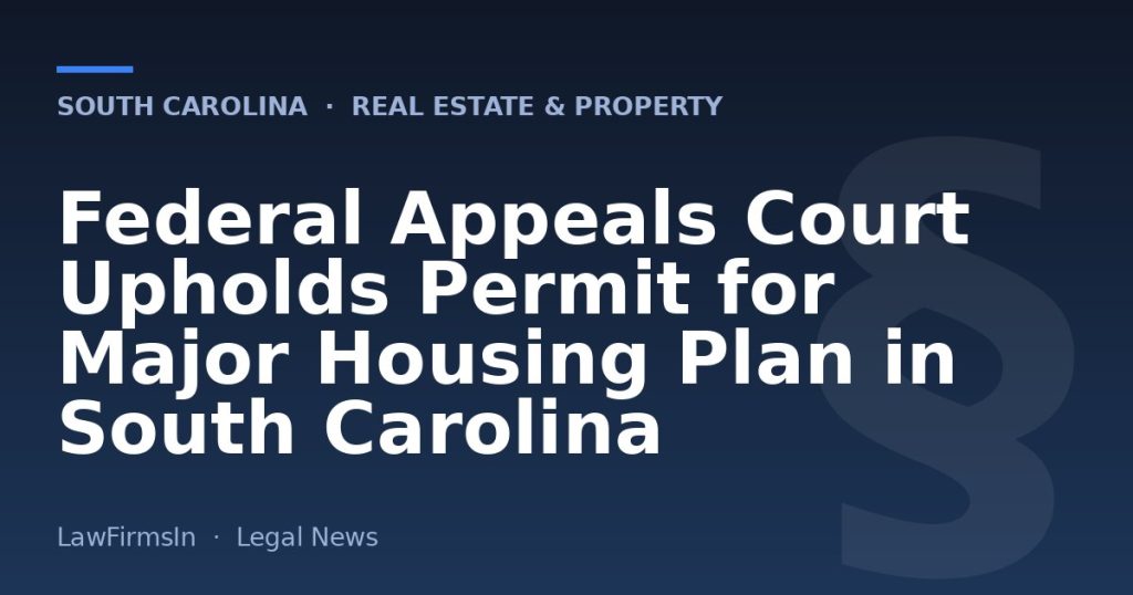 Federal Appeals Court Upholds Permit for Major Housing Plan in South Carolina