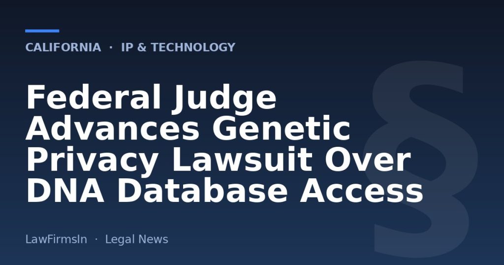 Federal Judge Advances Genetic Privacy Lawsuit Over DNA Database Access