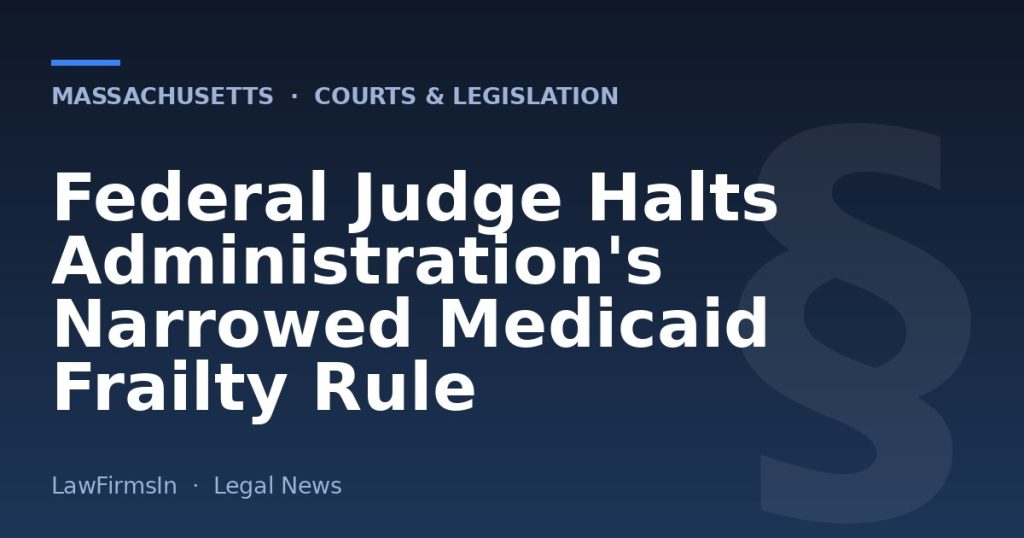 Federal Judge Halts Administration's Narrowed Medicaid Frailty Rule