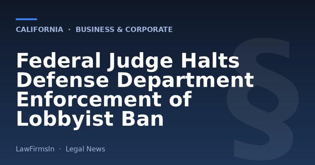 Federal Judge Halts Defense Department Enforcement of Lobbyist Ban