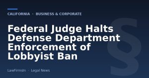 Federal Judge Halts Defense Department Enforcement of Lobbyist Ban