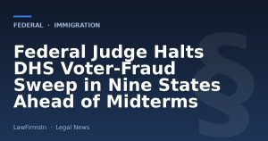Federal Judge Halts DHS Voter‑Fraud Sweep in Nine States Ahead of Midterms