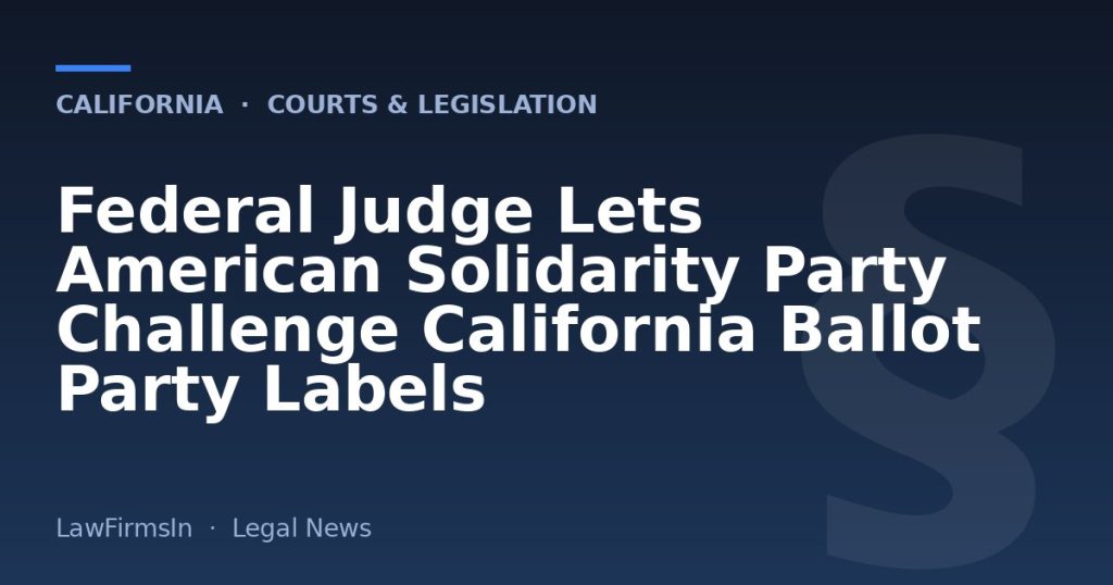 Federal Judge Lets American Solidarity Party Challenge California Ballot Party Labels