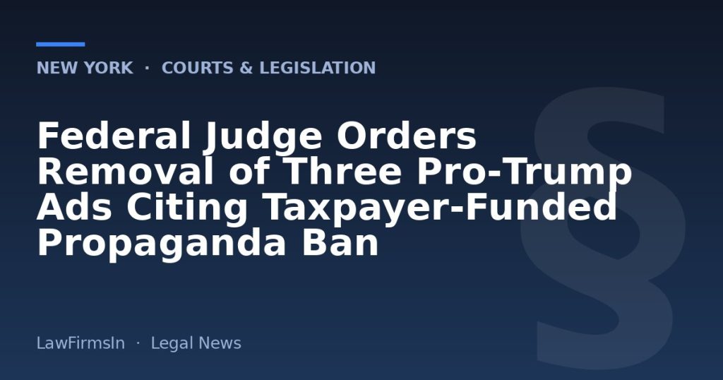 Federal Judge Orders Removal of Three Pro‑Trump Ads Citing Taxpayer‑Funded Propaganda Ban