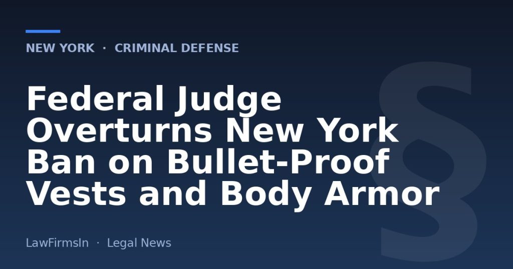 Federal Judge Overturns New York Ban on Bullet-Proof Vests and Body Armor