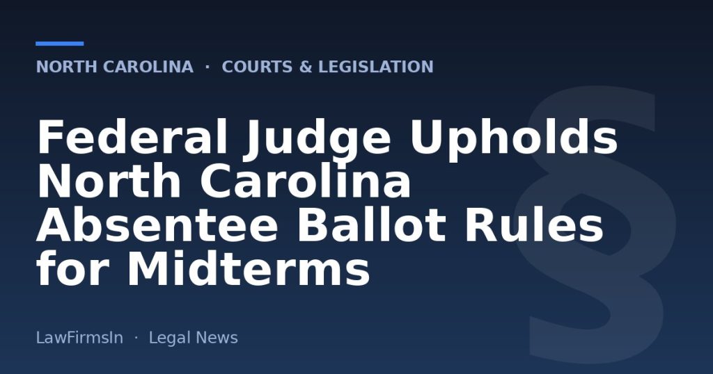 Federal Judge Upholds North Carolina Absentee Ballot Rules for Midterms