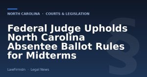 Federal Judge Upholds North Carolina Absentee Ballot Rules for Midterms