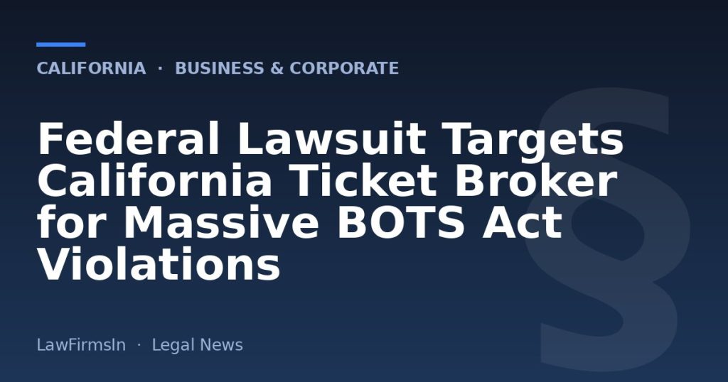 Federal Lawsuit Targets California Ticket Broker for Massive BOTS Act Violations