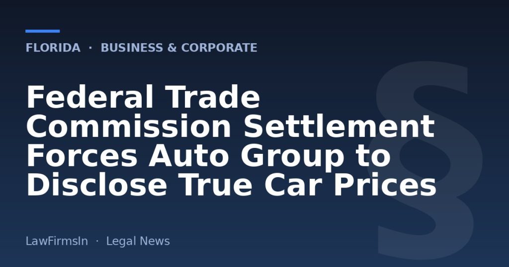 Federal Trade Commission Settlement Forces Auto Group to Disclose True Car Prices