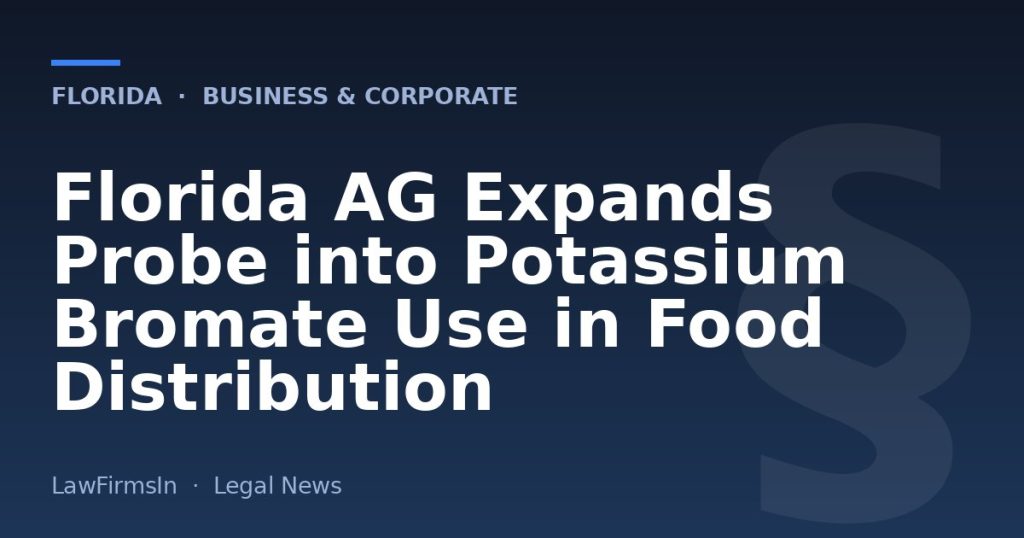 Florida AG Expands Probe into Potassium Bromate Use in Food Distribution