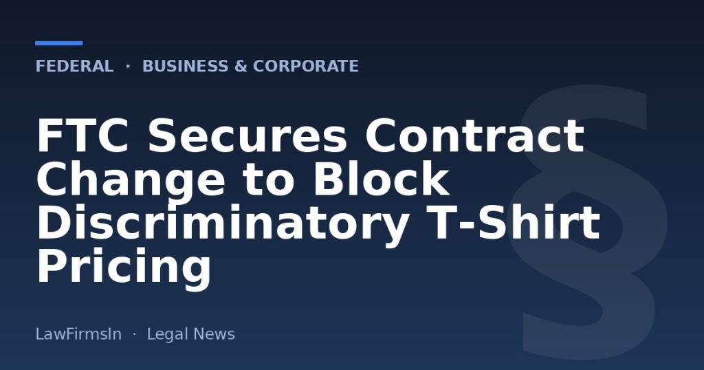 FTC Secures Contract Change to Block Discriminatory T‑Shirt Pricing
