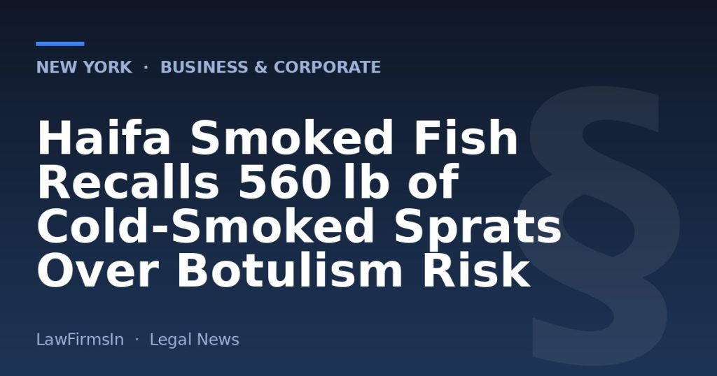 Haifa Smoked Fish Recalls 560 lb of Cold‑Smoked Sprats Over Botulism Risk