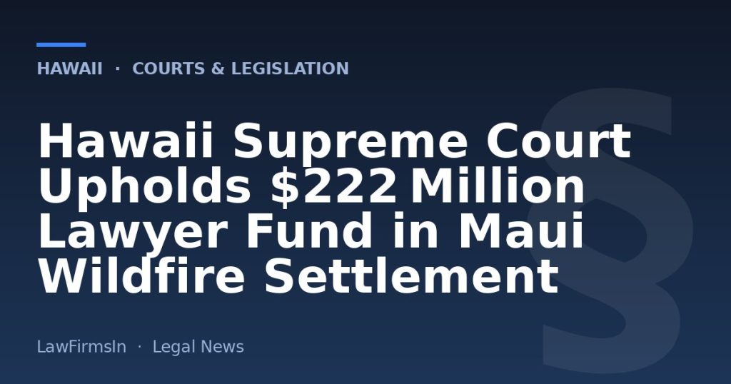 Hawaii Supreme Court Upholds $222 Million Lawyer Fund in Maui Wildfire Settlement