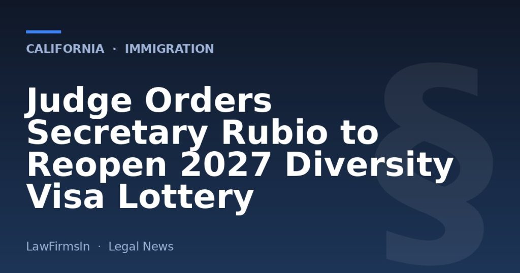 Judge Orders Secretary Rubio to Reopen 2027 Diversity Visa Lottery