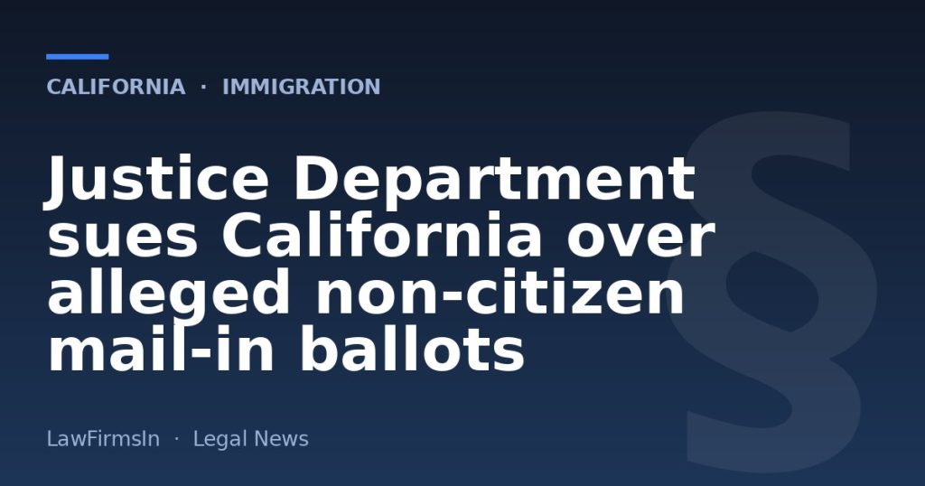 Justice Department sues California over alleged non‑citizen mail‑in ballots