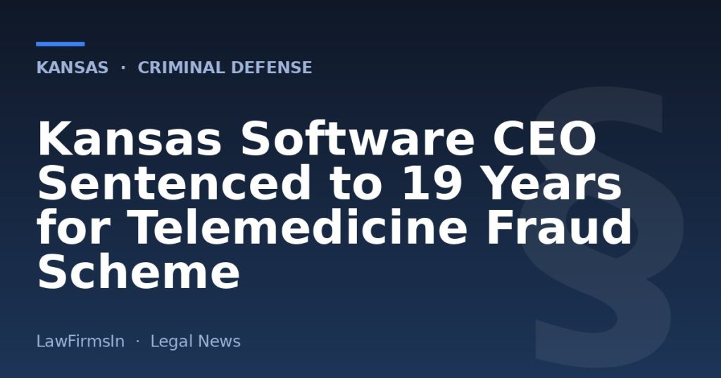 Kansas Software CEO Sentenced to 19 Years for Telemedicine Fraud Scheme