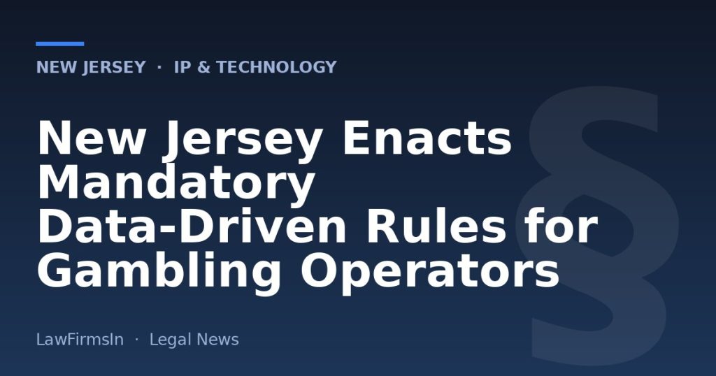 New Jersey Enacts Mandatory Data-Driven Rules for Gambling Operators