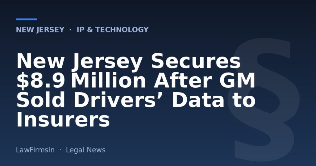New Jersey Secures $8.9 Million After GM Sold Drivers’ Data to Insurers