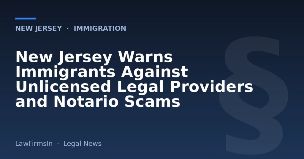 New Jersey Warns Immigrants Against Unlicensed Legal Providers and Notario Scams