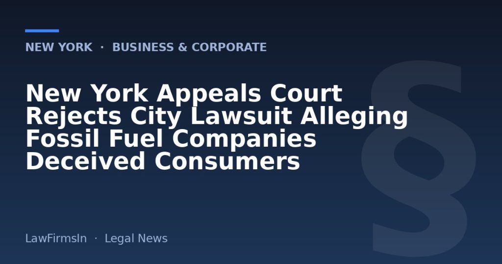 New York Appeals Court Rejects City Lawsuit Alleging Fossil Fuel Companies Deceived Consumers