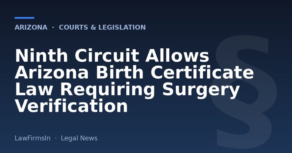 Ninth Circuit Allows Arizona Birth Certificate Law Requiring Surgery Verification