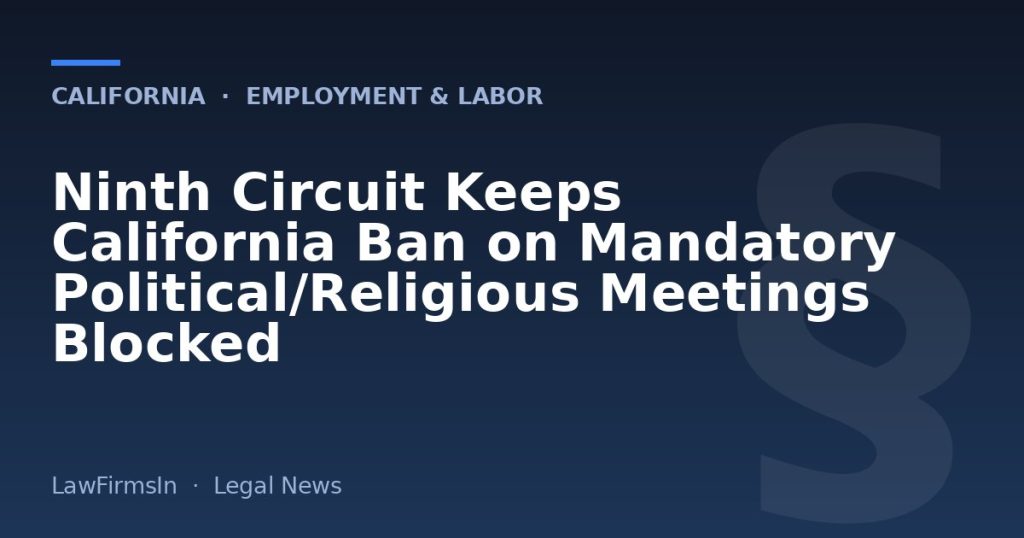 Ninth Circuit Keeps California Ban on Mandatory Political/Religious Meetings Blocked