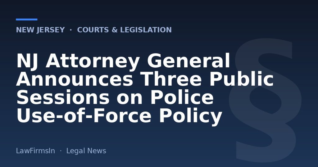 NJ Attorney General Announces Three Public Sessions on Police Use‑of‑Force Policy