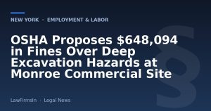 OSHA Proposes $648,094 in Fines Over Deep Excavation Hazards at Monroe Commercial Site