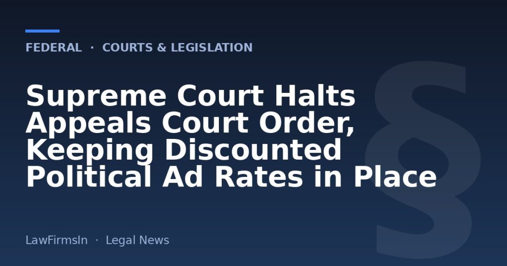Supreme Court Halts Appeals Court Order, Keeping Discounted Political Ad Rates in Place