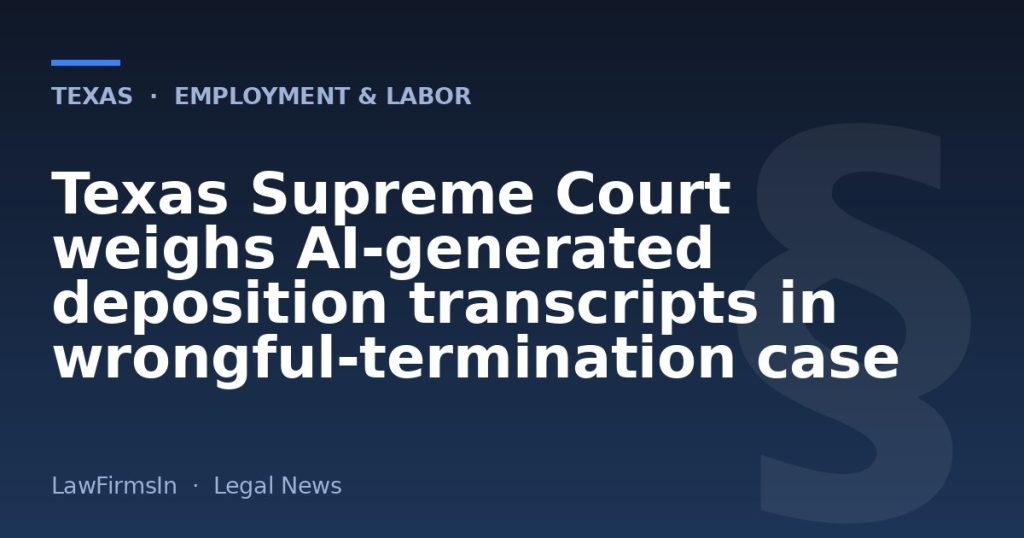 Texas Supreme Court weighs AI‑generated deposition transcripts in wrongful‑termination case