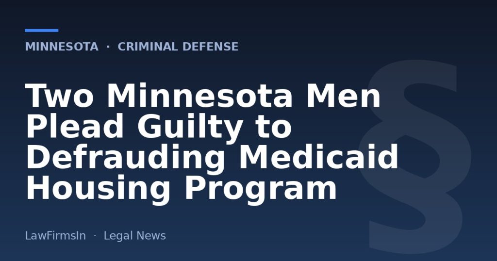 Two Minnesota Men Plead Guilty to Defrauding Medicaid Housing Program