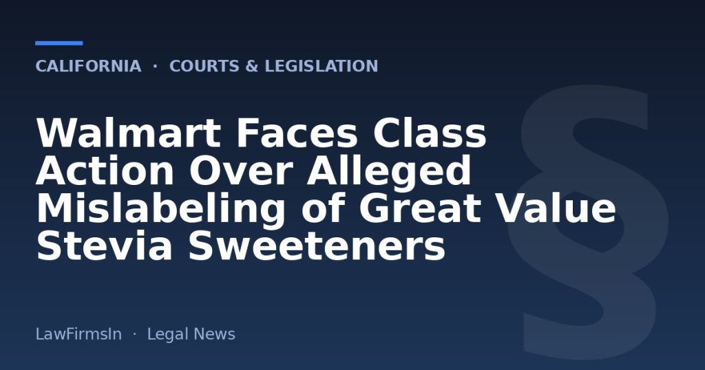 Walmart Faces Class Action Over Alleged Mislabeling of Great Value Stevia Sweeteners
